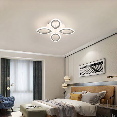 Nowoczesna ściemnialna lampa sufitowa LED 40 W, lampa sufitowa w kształcie kwiatu, żyrandol z płatków metalu akrylowego z pilotem Nadaje się do sypialni, schodów, korytarzy, balkonów i przejść (4 lampy)