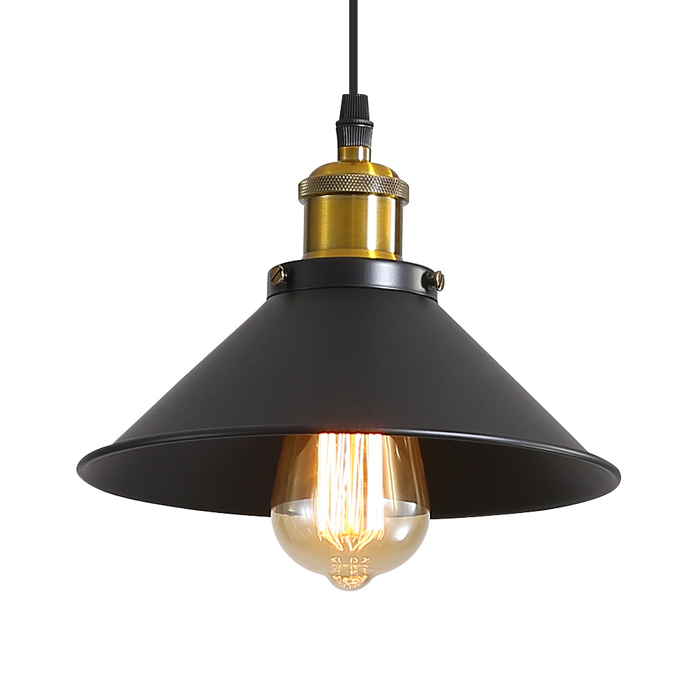 Suspension Luminaire Industrielle Lustre Plafonnier Noir, Φ22 cm pour ampoules E27 Lustre