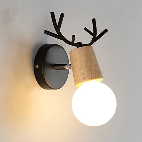 Applique Murale Rétro 2 Pack, Créative Design Antler Lampe Murale en Bois, Éclairage Mural Métal Vintages, Réglable Lampes Murale Interieur pour Salon, Chambre à Coucher, Couloir, Décoration Moderne