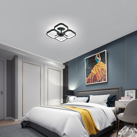 Lampa sufitowa Led, nowoczesna prostokątna metalowa akrylowa lampa sufitowa 32W żyrandol lampa sufitowa, średnica 24CM lampa sufitowa biurowa do sypialni, salonu, jadalni, przedpokoju czarna