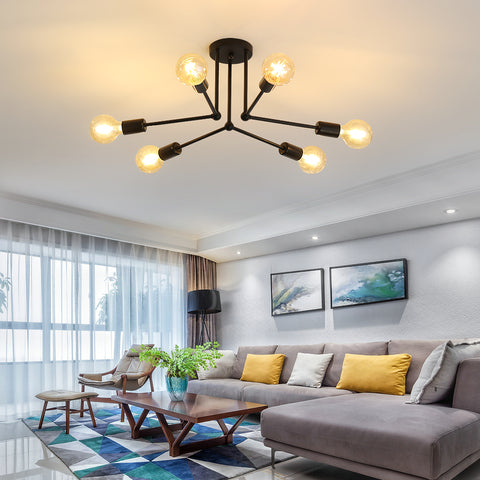 Lampe de plafond vintage LED d'intérieur en métal noir, lumières de suspension pour salle à manger, chambre à coucher