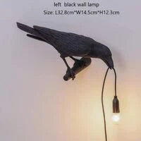 Kinkiet Raven, unikalna gotycka kinkiet Raven Birds do nocnej sypialni salon wystrój wiejskiego domu (lewy czarny kinkiet)