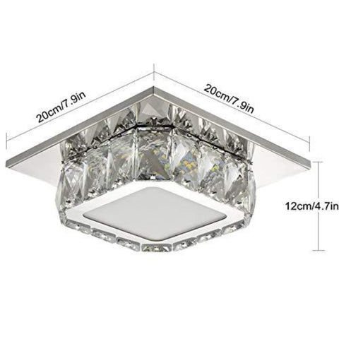 Kryształowa lampa sufitowa LED, kryształowa lampa sufitowa, kryształowy żyrandol 12W do przedpokoju, sypialni, kuchni, pokoju dziecięcego 6000K (bez zimna) (jednowarstwowa)