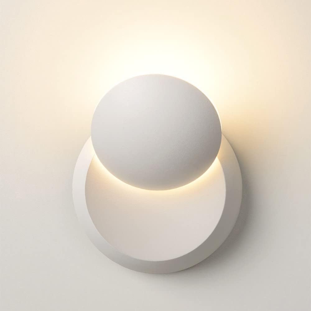 Moderne Applique Murale LED 2 Ronds Lampe murale Blanc Chaud 3000K Pour chambre à coucher, salon, couloir, entrée Blanc