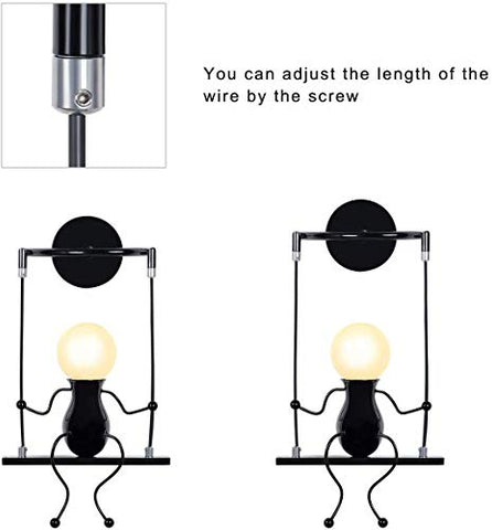 LED-wandlamp voor binnen, schommel kinderbedlamp, creatieve binnenwandlamp geschikt voor slaapkamers, woonkamer, gang, E27, lamp niet inbegrepen, 220 V, IP20