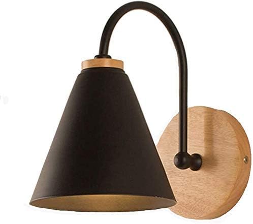 Lámpara de pared para cabecera de madera escandinava con bombilla E27 de 5W, blanco cálido, 3000K, para dormitorio, sala de estar, pasillo y entrada, color negro