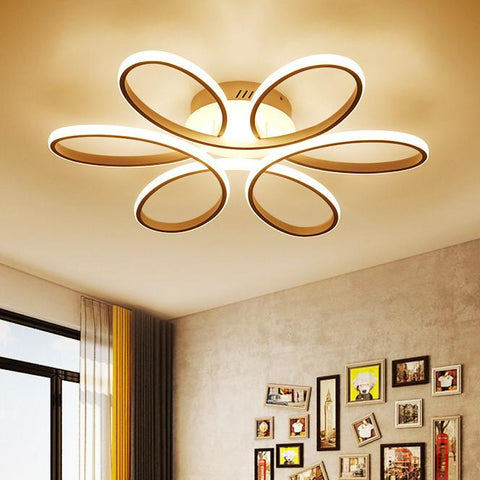 Luz de techo LED Diseño moderno Lámpara de techo con forma de flor creativa para sala de estar Dormitorio Comedor Oficina Luz blanca cálida 3000K