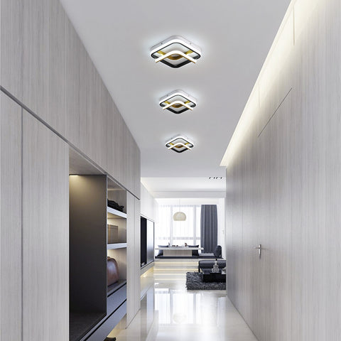 Moderne LED-plafondlamp 23W vierkante plafondlamp 6000K (koel wit licht), acryl plafondlamp geschikt voor badkamer, keuken, woonkamer, slaapkamer (zwart goud)
