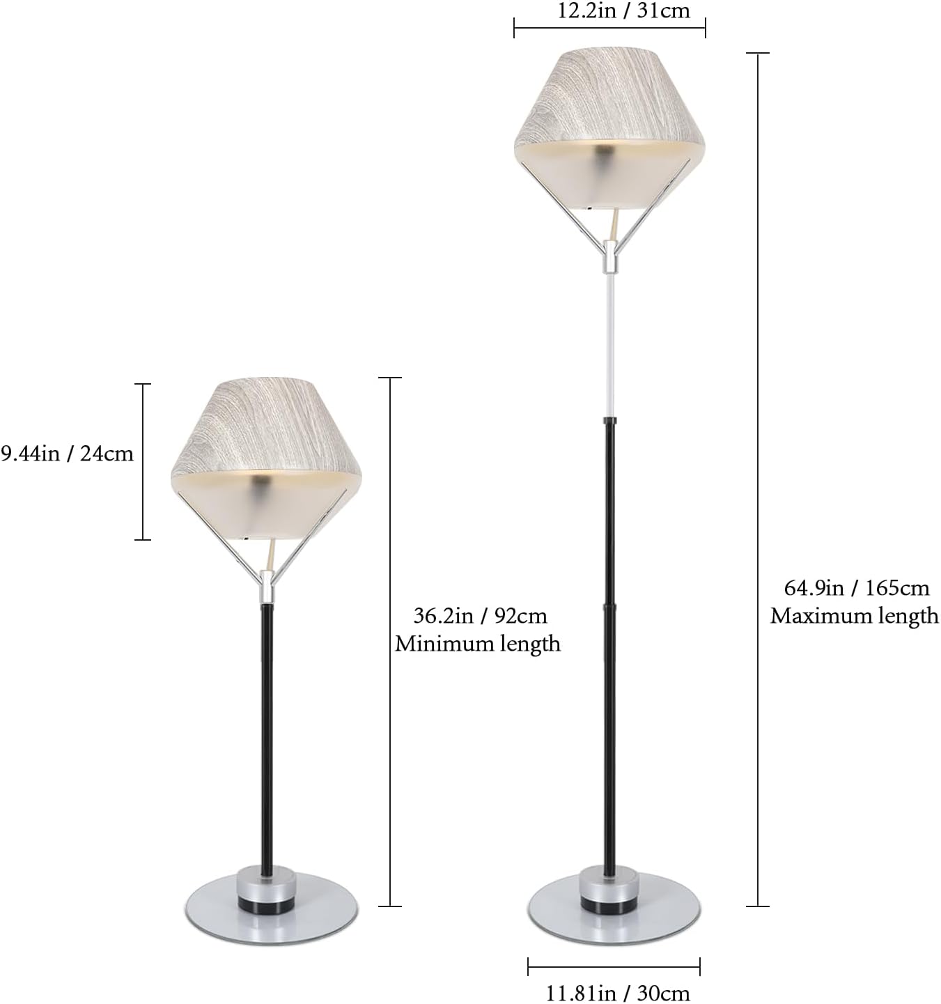 Tableau des tailles de lampadaires