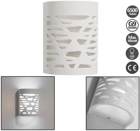 Applique Murale  LED 4W Lumière Blanche Applique Intérieure Moderne Lampe Murale en Plâtre pour Salle de Bain Salon Chambre Escalier Couloir Lumière Blanche Chaude 3000K