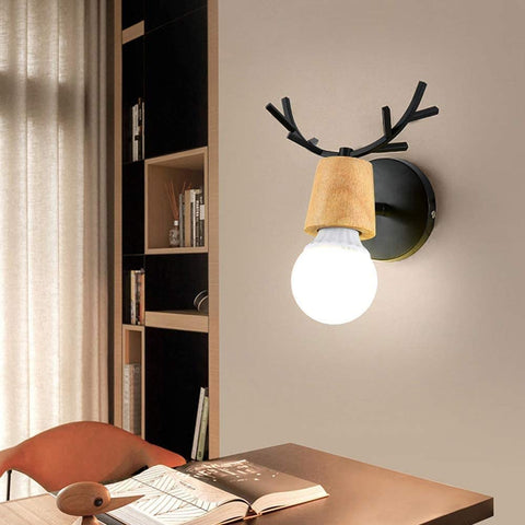 Applique Murale Rétro 2 Pack, Créative Design Antler Lampe Murale en Bois, Éclairage Mural Métal Vintages, Réglable Lampes Murale Interieur pour Salon, Chambre à Coucher, Couloir, Décoration Moderne