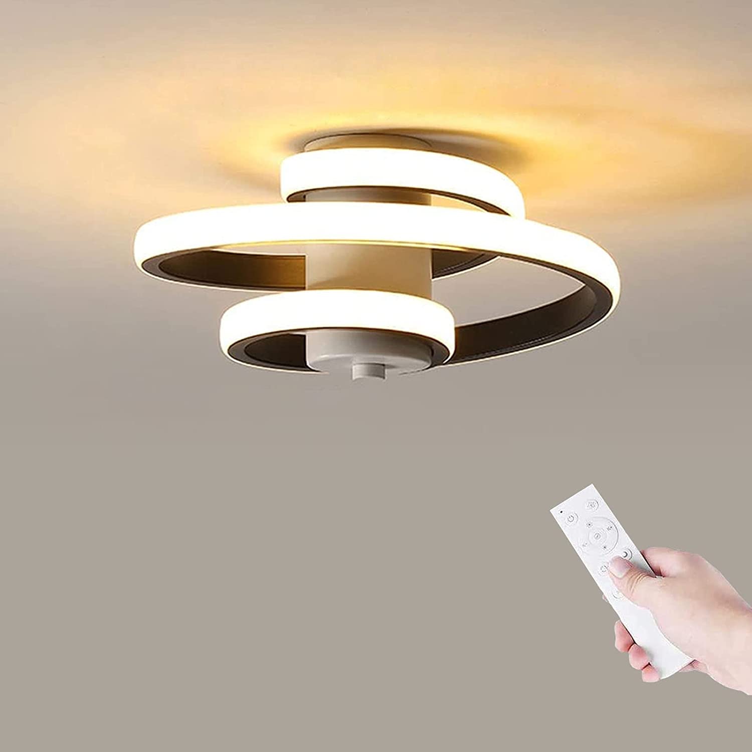 Plafonnier LED Spirale, Lustre Dimmable Moderne 27W, Plafonniers en Métal Acrylique