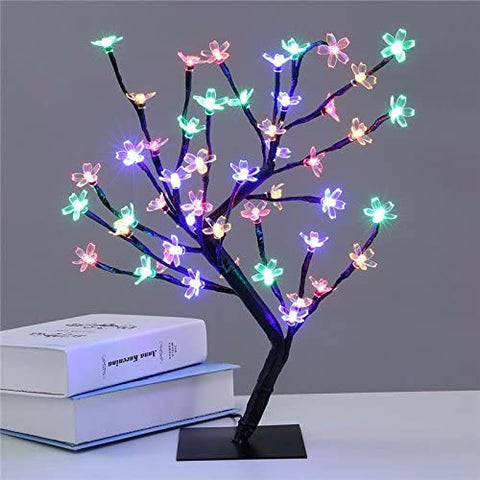 Lampa LED Wiśniowe Drzewo, 0,45M 48LED, Drzewo Świetlne LED, Czarne Gałęzie, Do Dekoracji Wnętrz (Wielokolorowe)