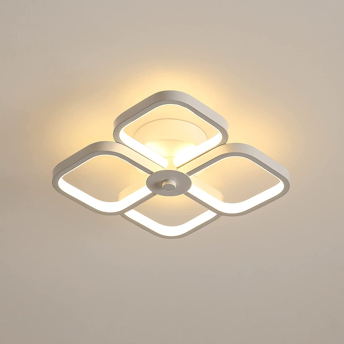 Plafonnier LED 32W Design moderne Cercle carré Lampe de Plafond Blanc Chaud 3000K 