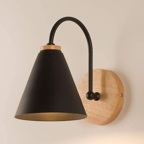 Scandinavische houten nachtkastje wandlamp met 5W E27 lamp warm wit 3000K voor slaapkamer, woonkamer, hal, entree zwart