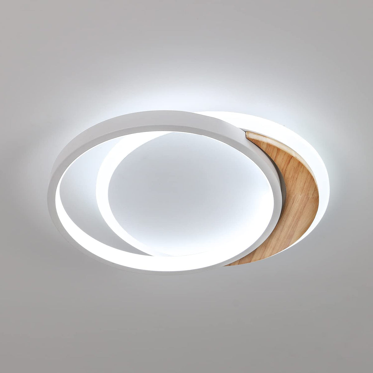 Plafonnier LED Moderne, 28W Lampe de Plafond Moderne, Ø30CM * 5CM Round Wooden Luminaire Plafonnier LED pour Chambre, Cuisine, Couloir, Entrée, Lumière Blanche Froide, 6000K