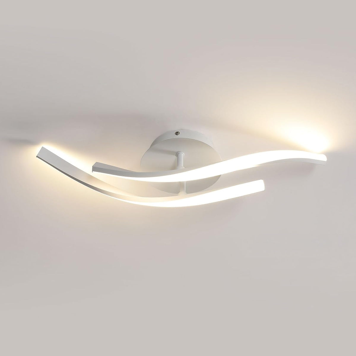 Plafonnier LED 18W Design moderne Blanc Chaud 3000K Forme de ligne Lampe de Plafond Pour salon chambre à coucher salle à manger bureau Blanc