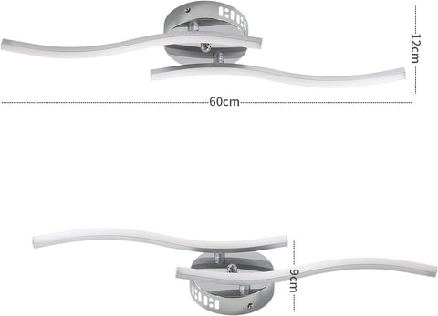 Plafonnier LED, Suspension Luminaire en forme de vague, LED intégrées 14W 1100 Lumen, lustre moderne pour salon ou cuisine, IP20 lumière Blanc Froid 6500K