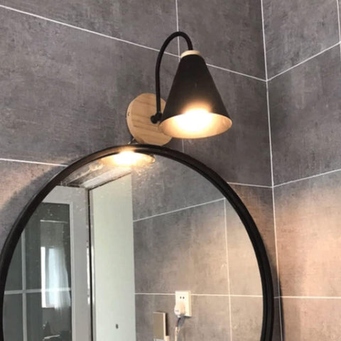 Scandinavische houten nachtkastje wandlamp met 5W E27 lamp warm wit 3000K voor slaapkamer, woonkamer, hal, entree zwart