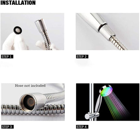 Pommeau de Douche Led, Douchette Douche Salle de Bain Universelle, 7 Couleurs Contrôle de La Température Automatique, Haute Pression Economie D'Eau Pomme de Douche, pour Maison, Hôtel, Salle de Bain