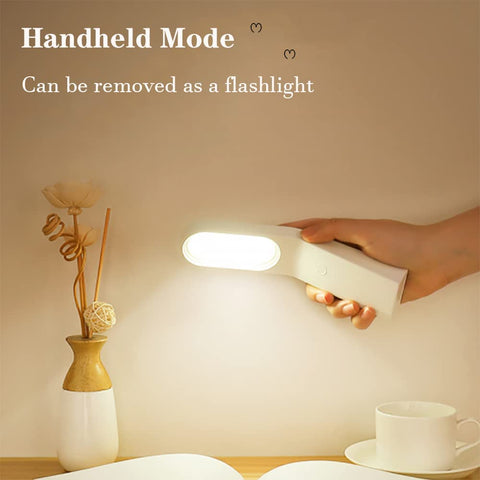 LED-bureaulamp, dimbare bedlamp, 10 helderheidsniveaus, flexibele oogbescherming met aanraakbediening, bureaulamp met USB-poort, magnetische designwandlamp
