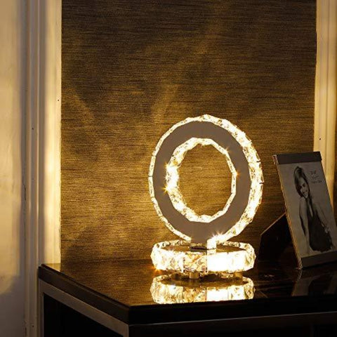 Szklane lampy stołowe, nowoczesne lampki nocne LED ze stali nierdzewnej, okrągła lampa biurkowa 12W, ciepłe białe światło