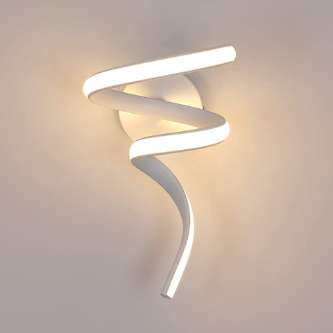 Lámpara de pared LED moderna con diseño en espiral, luz de pared interior 16W 1750LM, luces de pared LED interiores de color blanco cálido 3500K para dormitorio, sala de estar, escalera, pasillo