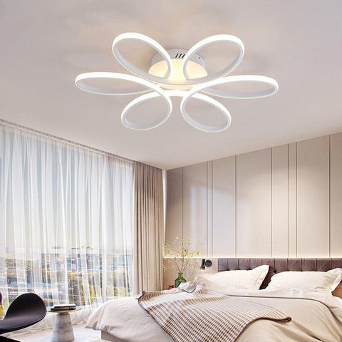 Luz de techo LED Diseño moderno Lámpara de techo con forma de flor creativa para sala de estar Dormitorio Comedor Oficina Luz blanca cálida 3000K