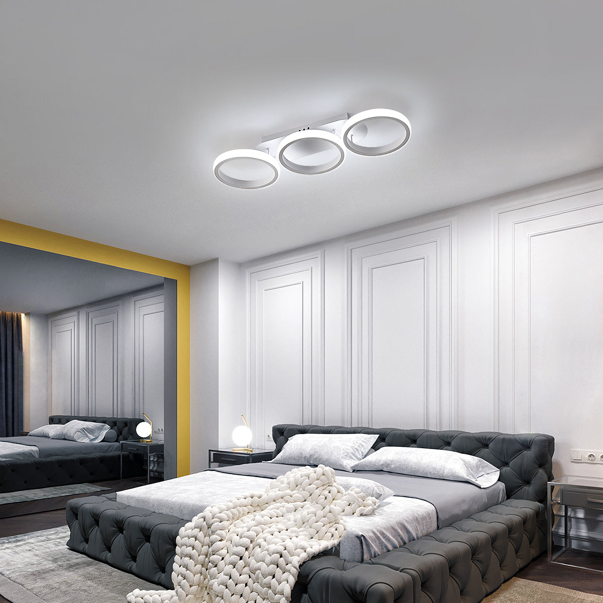 Plafonnier LED, Lampe de Plafond 3 Anneaux 32W 2500LM