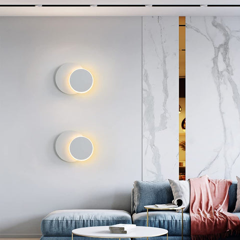 Kinkiety wewnętrzne 12W białe, nowoczesny kinkiet LED, Creative Eclipse 2 w 1, 360 obrotowy 3000K ciepły biały, oświetlenie do salonu, schodów, sypialni