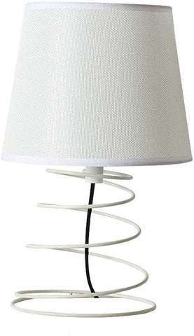 Moderne minimalistische tafellamp, bureaulamp van witte stof met industriële spiraalvormige ijzeren buis, E27-nachtlampje voor studeerkamer, woonkamer, slaapkamer, nachtkastje (zonder lampen)