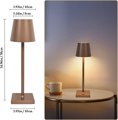 Lampe à poser Portable rechargeable USB Moderne Lampe de chevet Dimmable Contr?le tactile de la luminosité Pour salle à manger Chambre à coucher Camping Balcon Extérieur Marron