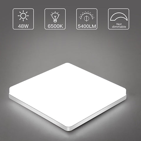 Plafonnier LED Carré, Lampe de Plafond LED, IP44 Plafonnier LED, Luminaire Plafonnier Applicable à Salle De Bain, Salon, Cuisine, Chambre, Couloir, Balcon 48W 6500K （30x30CM）