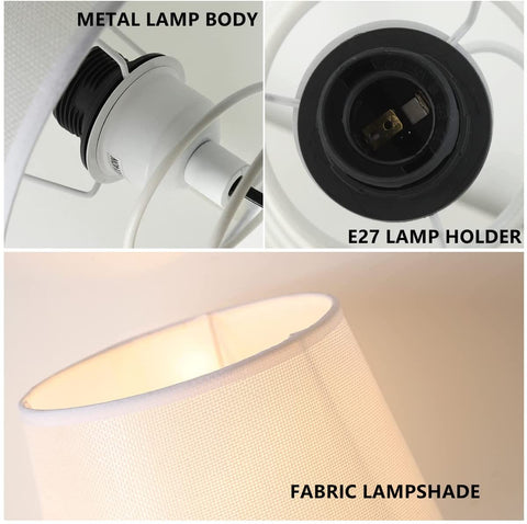 Moderne minimalistische tafellamp, bureaulamp van witte stof met industriële spiraalvormige ijzeren buis, E27-nachtlampje voor studeerkamer, woonkamer, slaapkamer, nachtkastje (zonder lampen)
