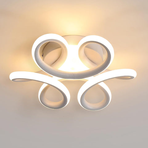 Plafonnier LED, 22W Lampe de Lustre, Design Courbé Moderne Luminaire Plafonnier pour Couloir Balcon Salon Cuisine Salle de Bain Chambre, Diamètre 26cm 3000K blanche chaude