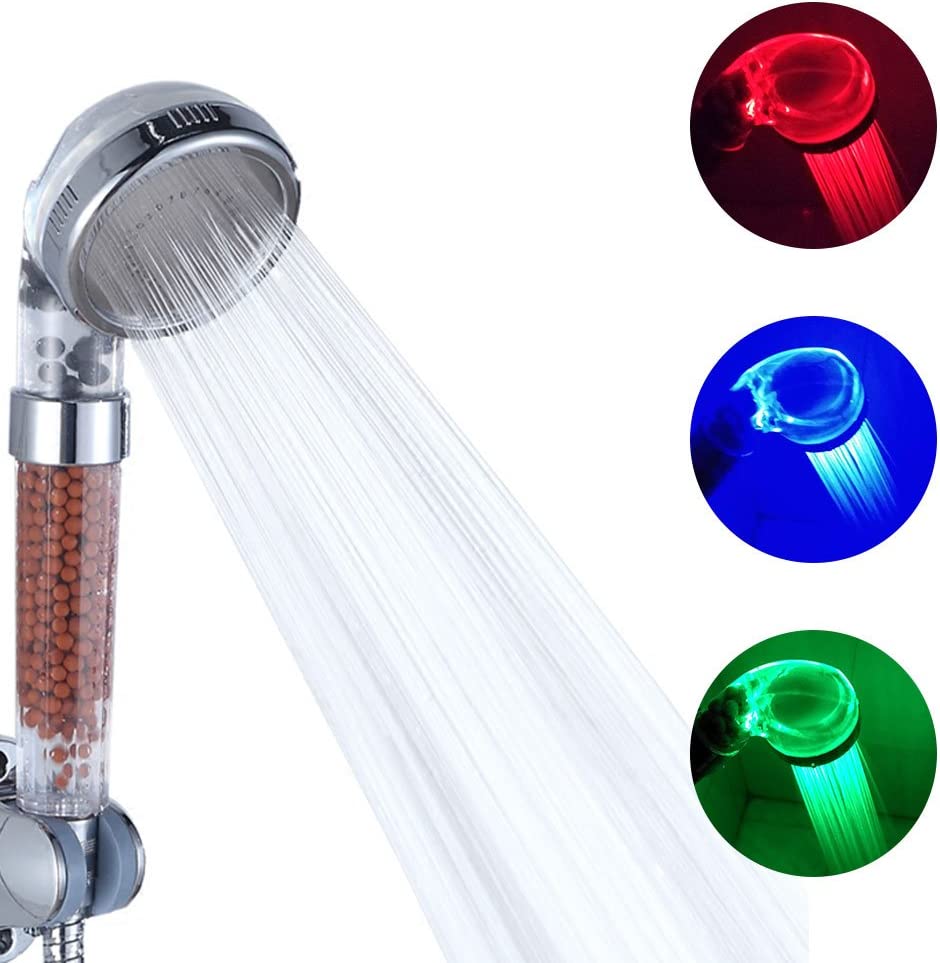 3 kleuren LED douchekop douchekop temperatuur handdouche spa chroom ABS voor badkameraccessoires