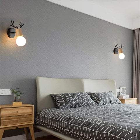 Applique Murale Rétro 2 Pack, Créative Design Antler Lampe Murale en Bois, Éclairage Mural Métal Vintages, Réglable Lampes Murale Interieur pour Salon, Chambre à Coucher, Couloir, Décoration Moderne