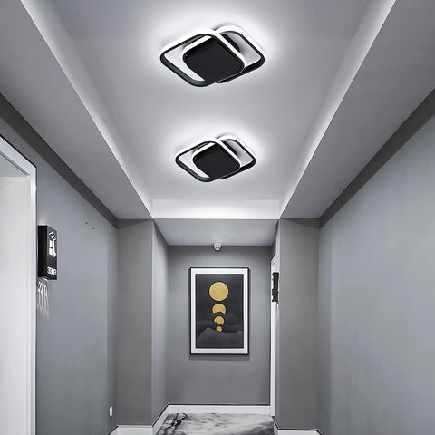 Lámpara de techo LED moderna, lámpara de techo cuadrada blanca fría de 6000K para sala de estar, dormitorio, comedor, oficina, negro