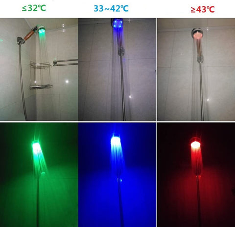 3 kleuren LED douchekop douchekop temperatuur handdouche spa chroom ABS voor badkameraccessoires