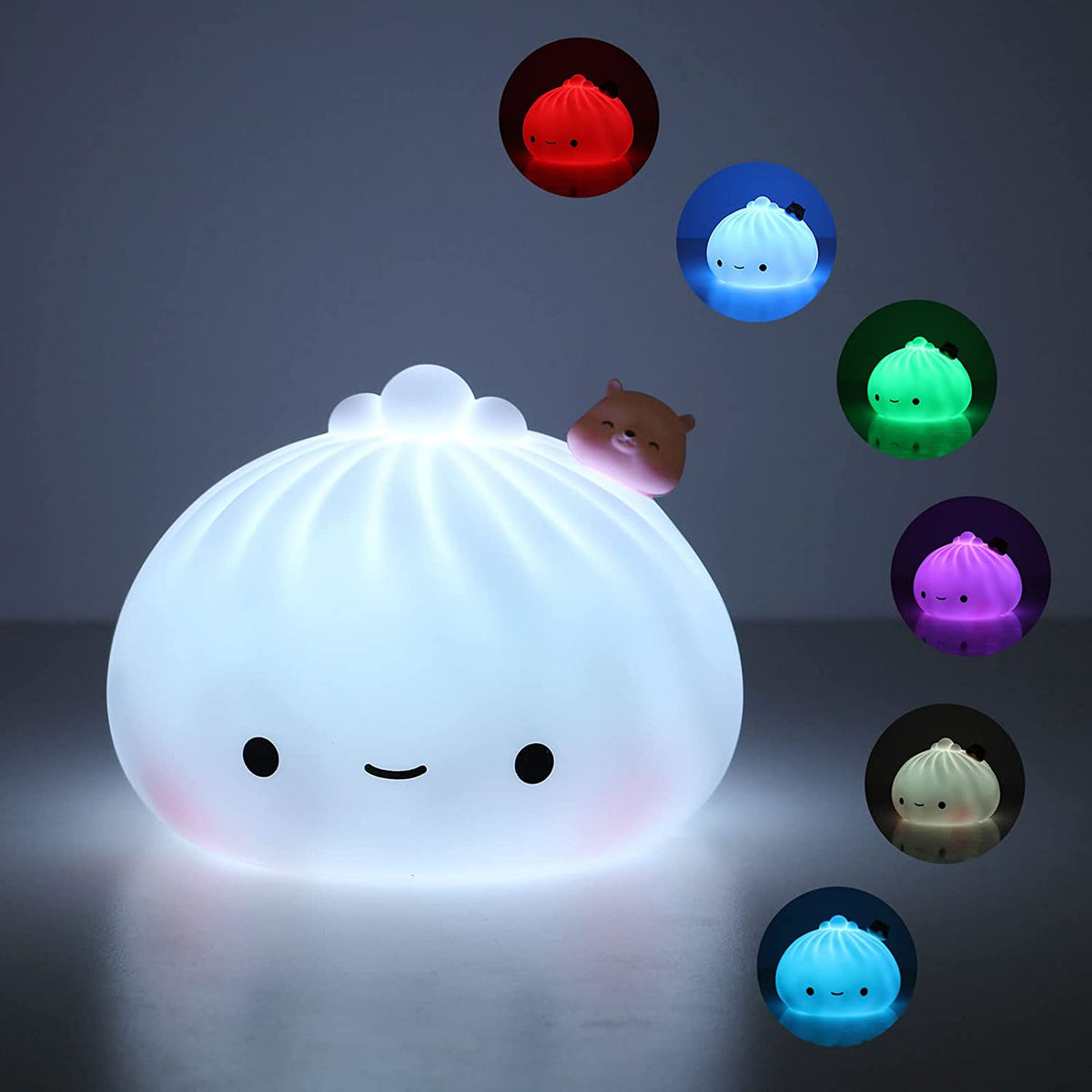 Veilleuse pour Enfants, 7 Couleurs Lumière LED Veilleuse Enfant Led Rechargeable Avec de USB, Veilleuse en Silicone Doux au Toucher, Portable Jolie Veilleuse pour Bébé, Garçons et Filles Cadeau