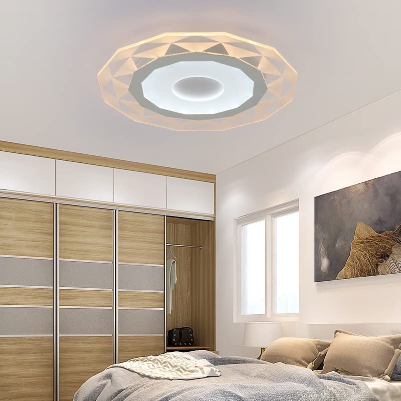 Plafonnier LED 28W Design Géométrique Lampe de Plafond 3000K Blanc Chaud Moderne 