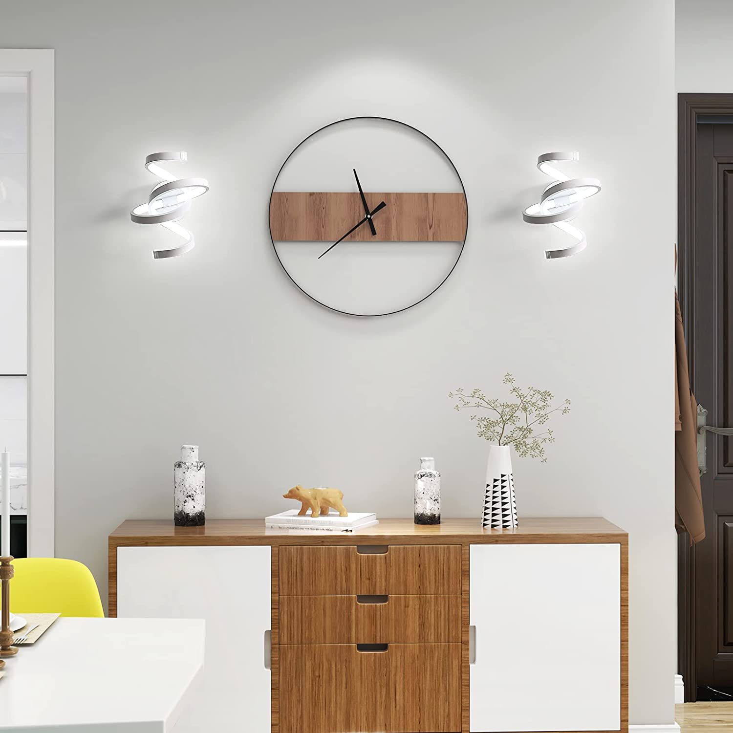 Applique Murale Interieur 20W (6000K) LED Blanc Froid, Applique Murale Spirale Moderne