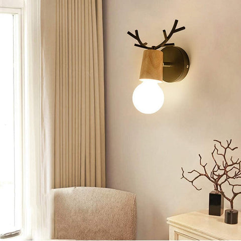 Applique Murale Rétro 2 Pack, Créative Design Antler Lampe Murale en Bois, Éclairage Mural Métal Vintages, Réglable Lampes Murale Interieur pour Salon, Chambre à Coucher, Couloir, Décoration Moderne