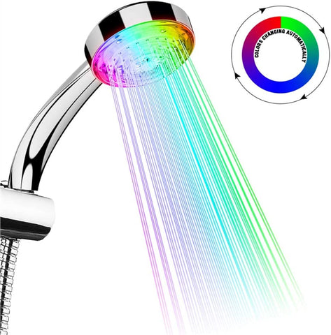 Pommeau de Douche Led, Douchette Douche Salle de Bain Universelle, 7 Couleurs Contrôle de La Température Automatique, Haute Pression Economie D'Eau Pomme de Douche, pour Maison, Hôtel, Salle de Bain