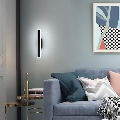 Moderne dimbare LED-wandlamp lijnvorm wandlamp 3000K/4000K/6000K voor slaapkamer, woonkamer, hal, entree zwart
