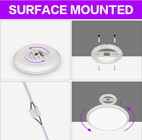 Lámpara de Techo LED Regulable, Lámpara de Techo para Baño IP54, 24W 3100LM, 2700-6500K RGB Lámpara de Techo Moderna Impermeable con Control Remoto para Sala de Estar, Dormitorio (Ø28cm)