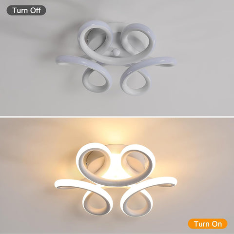 Plafonnier LED, 22W Lampe de Lustre, Design Courbé Moderne Luminaire Plafonnier pour Couloir Balcon Salon Cuisine Salle de Bain Chambre, Diamètre 26cm 3000K blanche chaude