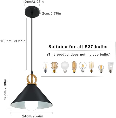 Lustre Industriel, Lampe à Suspension Rétro en Métal Noir E27 Lampe Suspension Industrielle, Lustre LED Moderne Simple Suspension Luminaire Créatif Antique pour Cuisine Salon Chambre