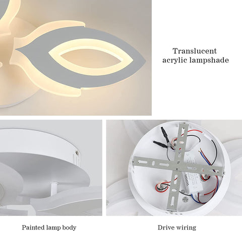 Plafonnier LED, 45W 3600LM Luminaire Plafonnier, Lampe de Plafond Moderne de Pétale LED 3 lumières pour Salon, Chambre, Restaurant, Chambre des D'enfants, Couloir