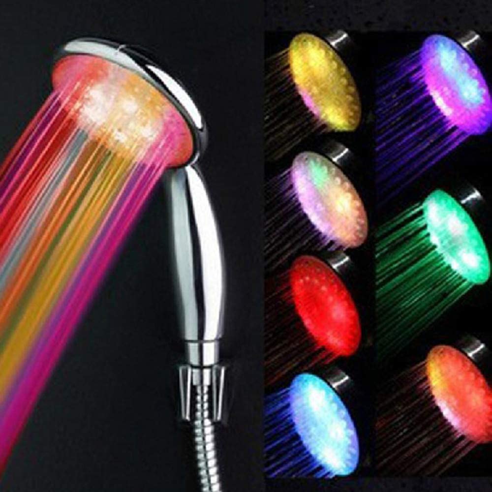 Pommeau de Douche LED, Pomme de Douche Haute Pression avec 7 Lumières LED de Couleur 2 Types de Modes de Pluie éConomisent 40% d'Eau